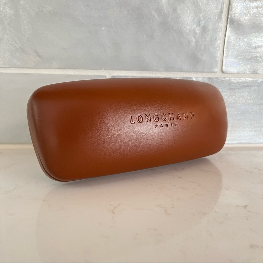 NEW Long champ Paris Matte Dark Cognac Brown Clamshell Dome Sunglasses Case